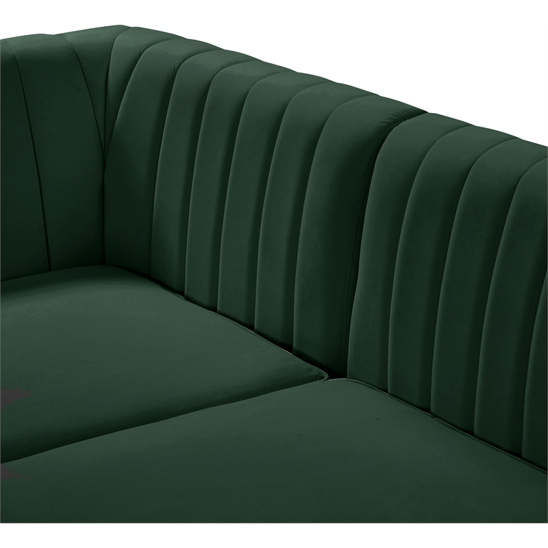 Meridian Furniture Alina Green Velvet Modular Sectional