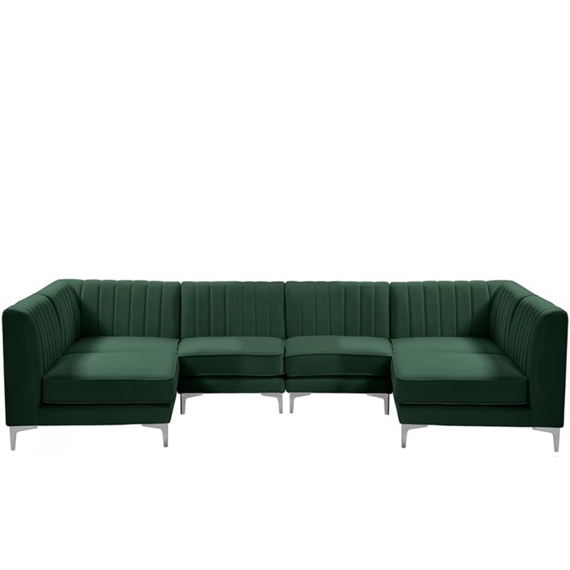 Meridian Furniture Alina Green Velvet Modular Sectional