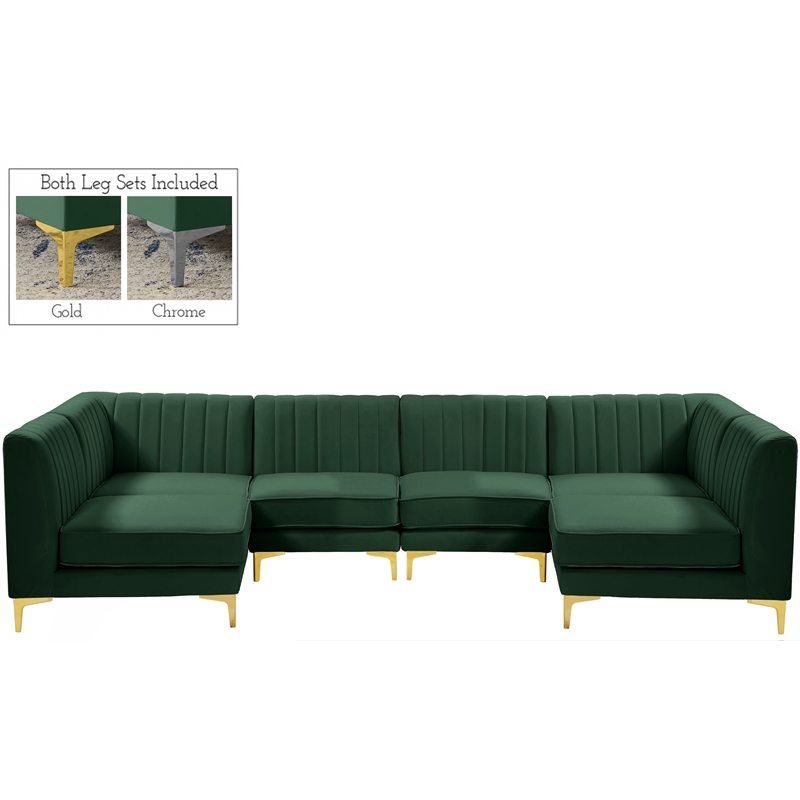 Meridian Furniture Alina Green Velvet Modular Sectional