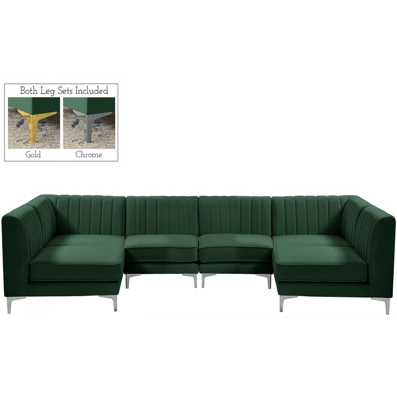 Meridian Furniture Alina Green Velvet Modular Sectional