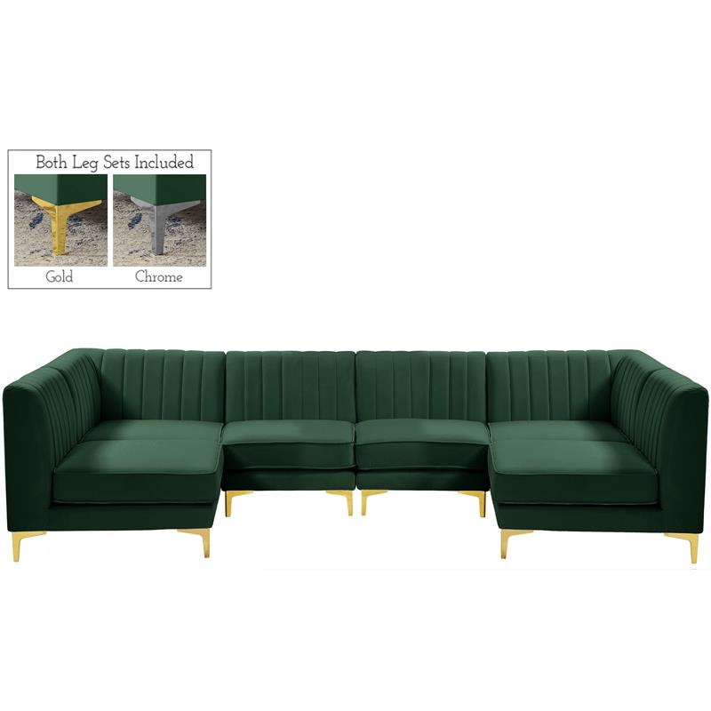 Meridian Furniture Alina Green Velvet Modular Sectional