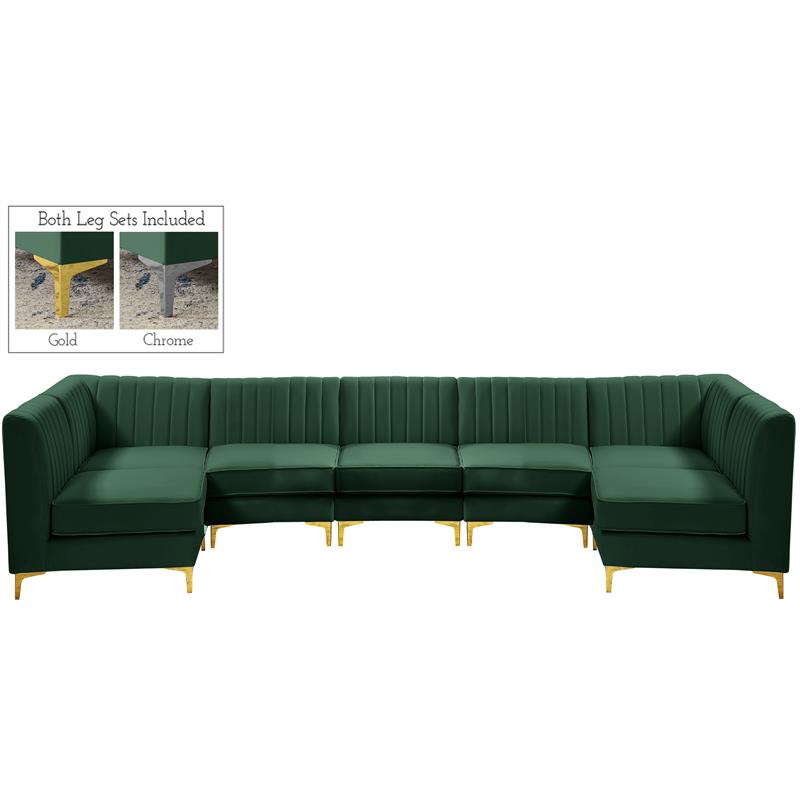 Meridian Furniture Alina Green Velvet Modular Sectional