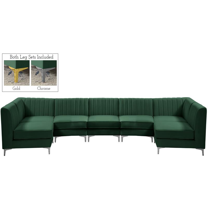 Meridian Furniture Alina Green Velvet Modular Sectional