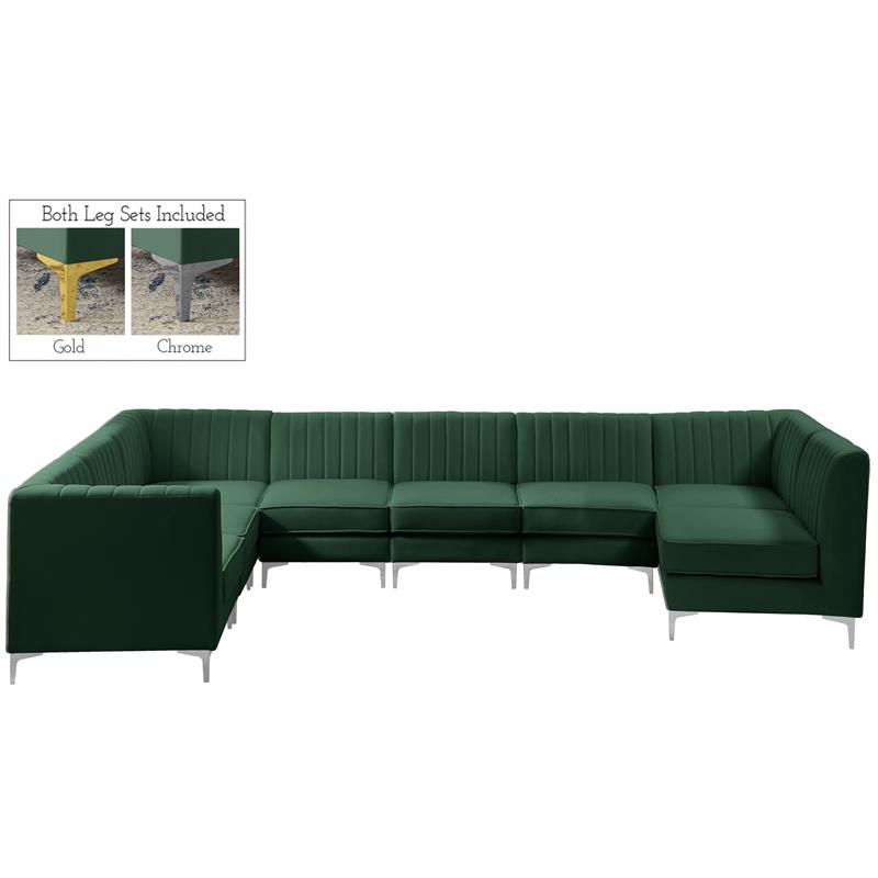 Meridian Furniture Alina Green Velvet Modular Sectional