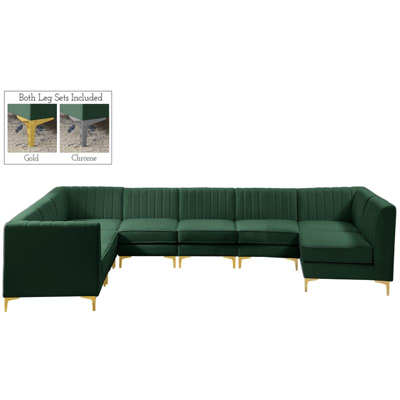 Meridian Furniture Alina Green Velvet Modular Sectional