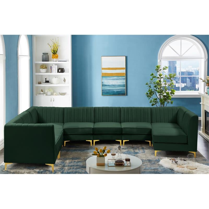 Meridian Furniture Alina Green Velvet Modular Sectional