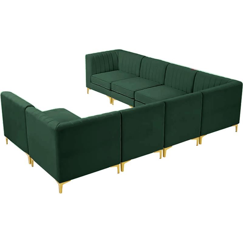 Meridian Furniture Alina Green Velvet Modular Sectional