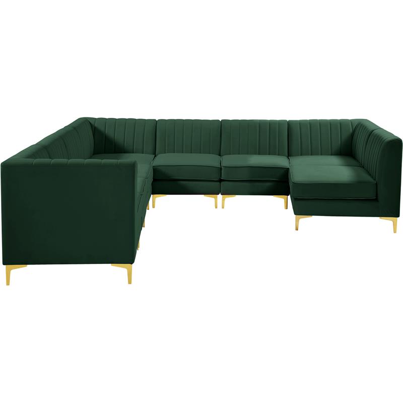 Meridian Furniture Alina Green Velvet Modular Sectional