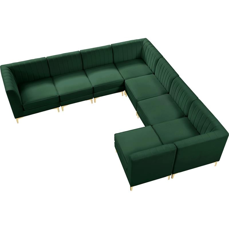 Meridian Furniture Alina Green Velvet Modular Sectional