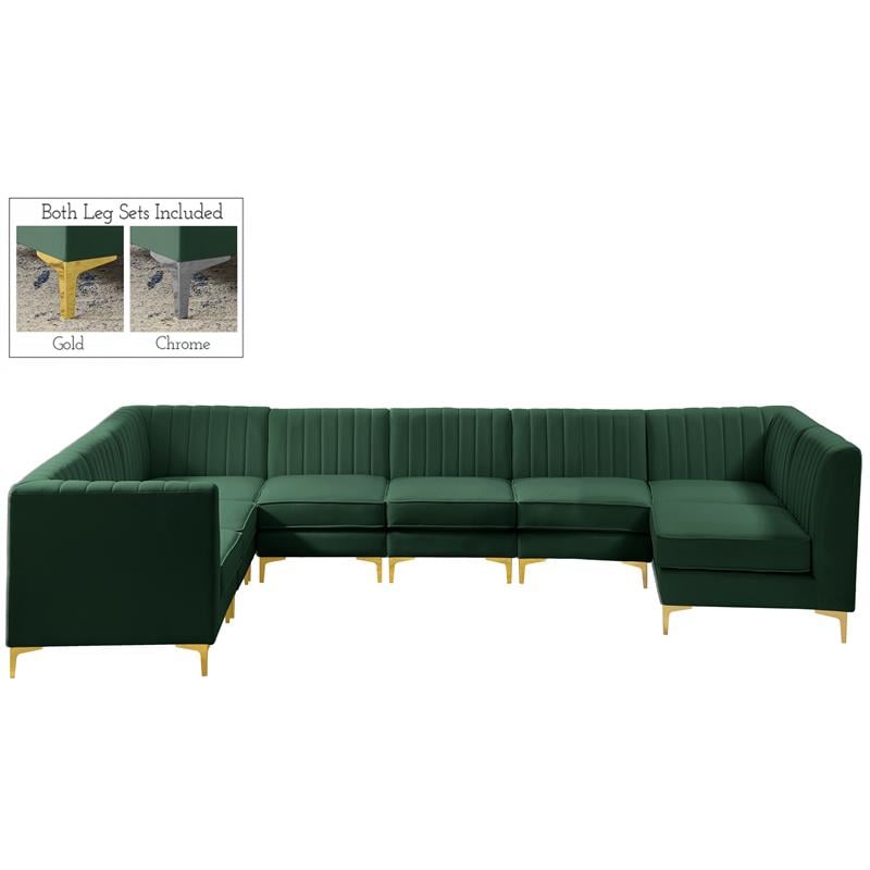 Meridian Furniture Alina Green Velvet Modular Sectional