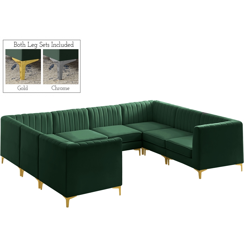Meridian Furniture Alina Green Velvet Modular Sectional
