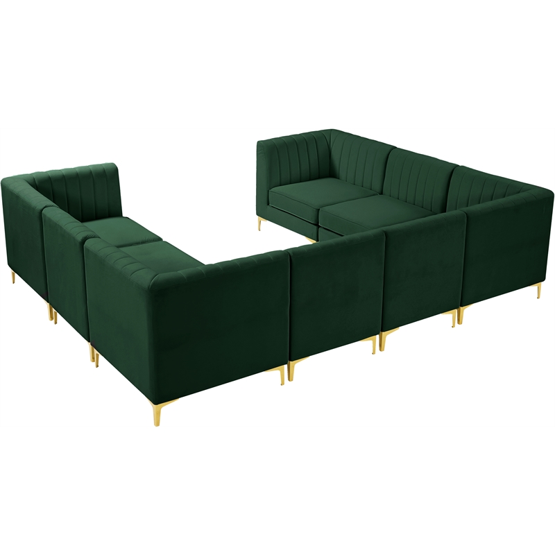 Meridian Furniture Alina Green Velvet Modular Sectional