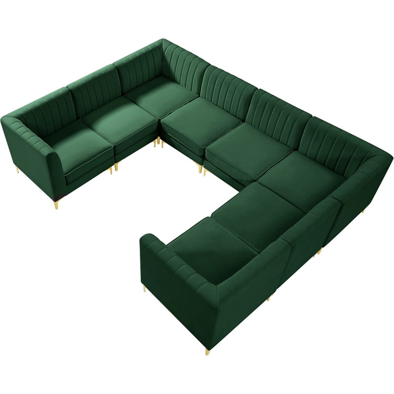 Meridian Furniture Alina Green Velvet Modular Sectional