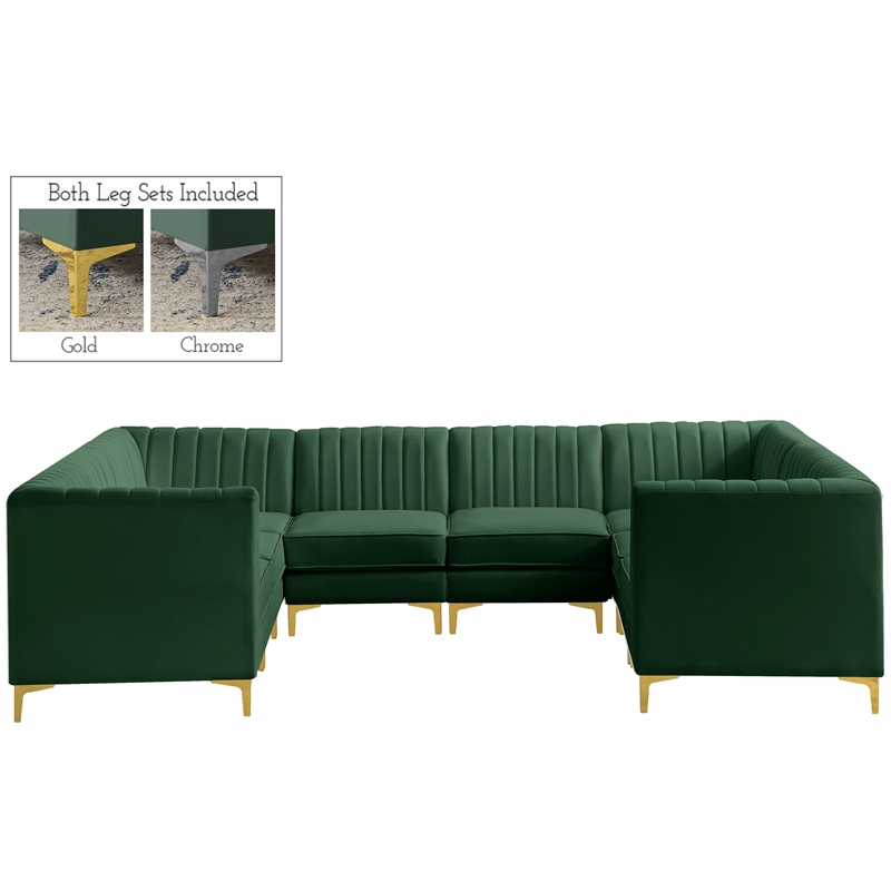 Meridian Furniture Alina Green Velvet Modular Sectional
