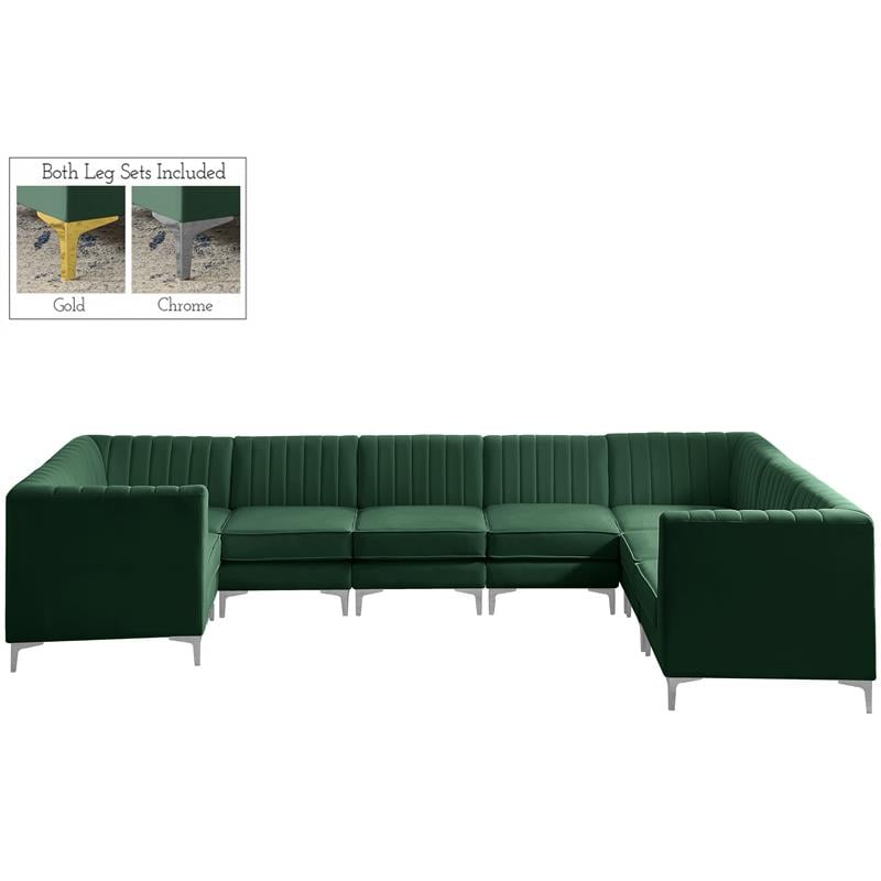 Meridian Furniture Alina Green Velvet Modular Sectional
