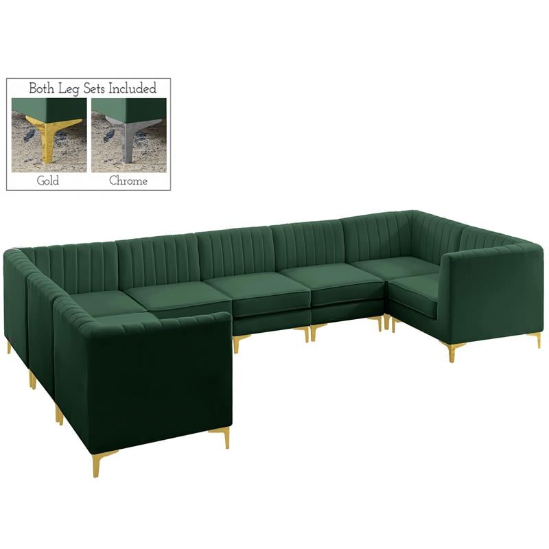 Meridian Furniture Alina Green Velvet Modular Sectional
