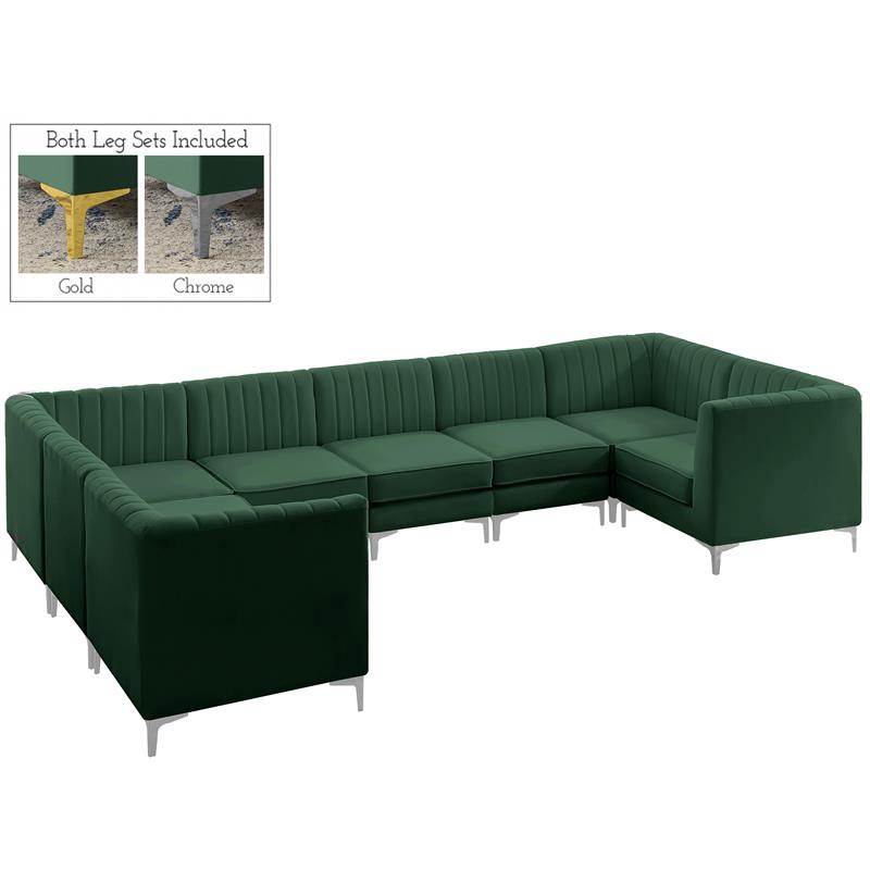 Meridian Furniture Alina Green Velvet Modular Sectional