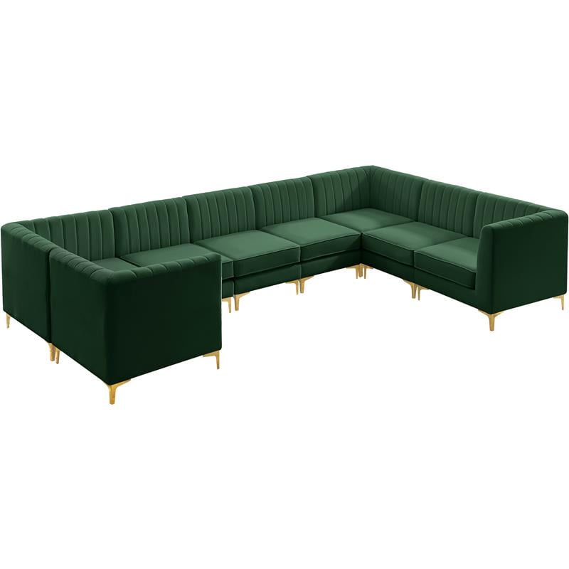 Meridian Furniture Alina Green Velvet Modular Sectional