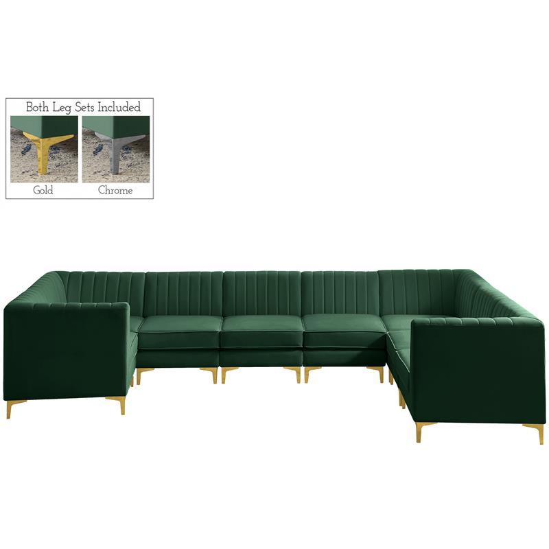Meridian Furniture Alina Green Velvet Modular Sectional