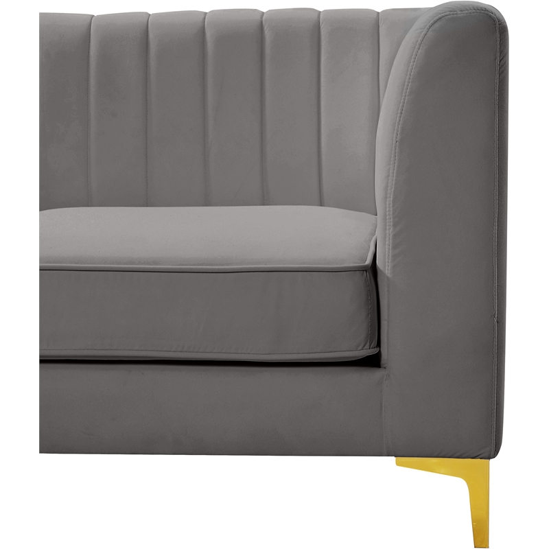 Meridian Furniture Alina Grey Velvet Corner Chair