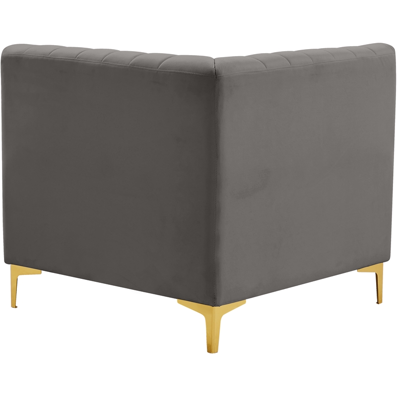 Meridian Furniture Alina Grey Velvet Corner Chair
