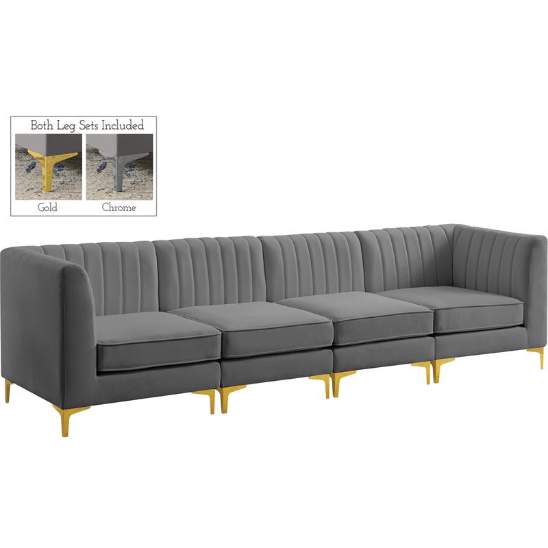 Meridian Furniture Alina Grey Velvet Modular Sofa