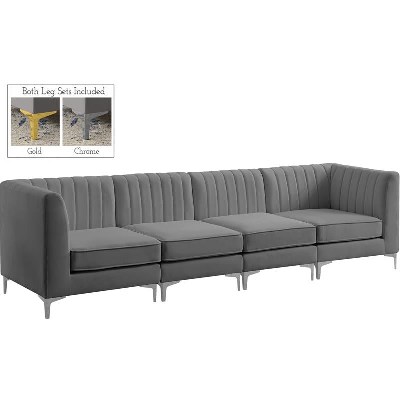 Meridian Furniture Alina Grey Velvet Modular Sofa