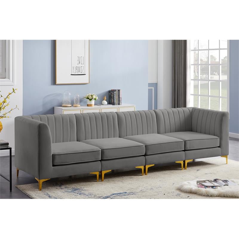 Meridian Furniture Alina Grey Velvet Modular Sofa