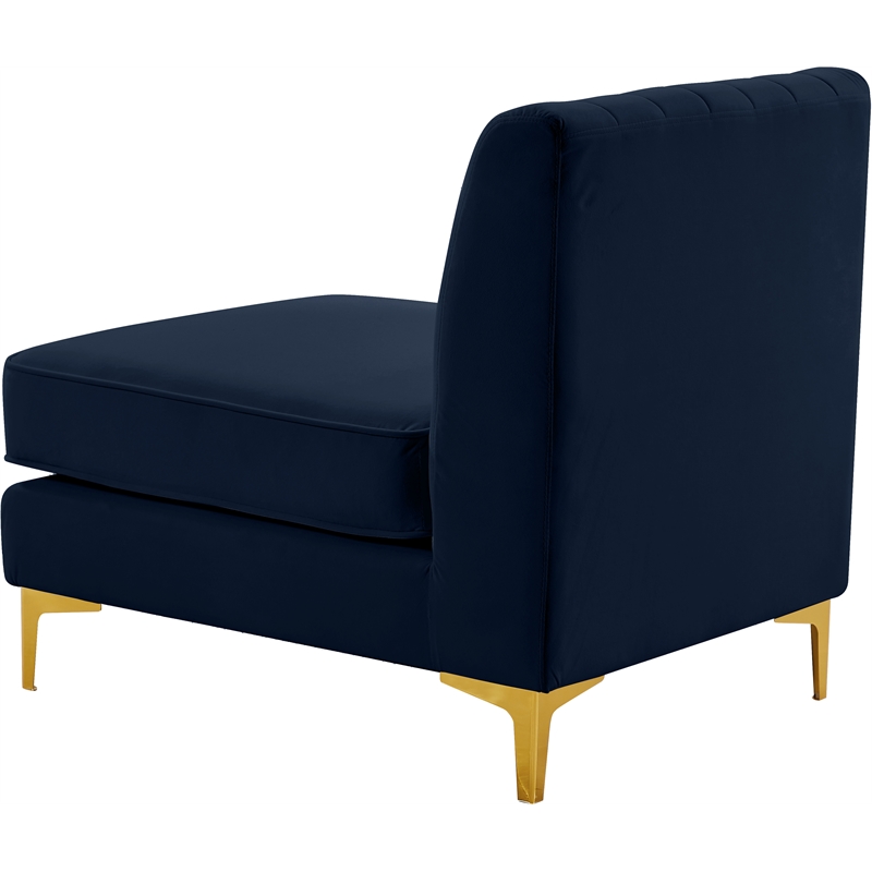 Meridian Furniture Alina Navy Velvet Armless Chair