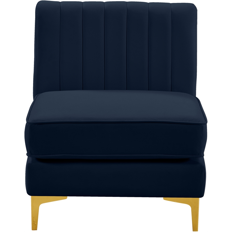 Meridian Furniture Alina Navy Velvet Armless Chair