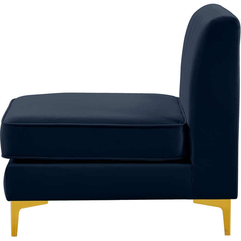Meridian Furniture Alina Navy Velvet Armless Chair