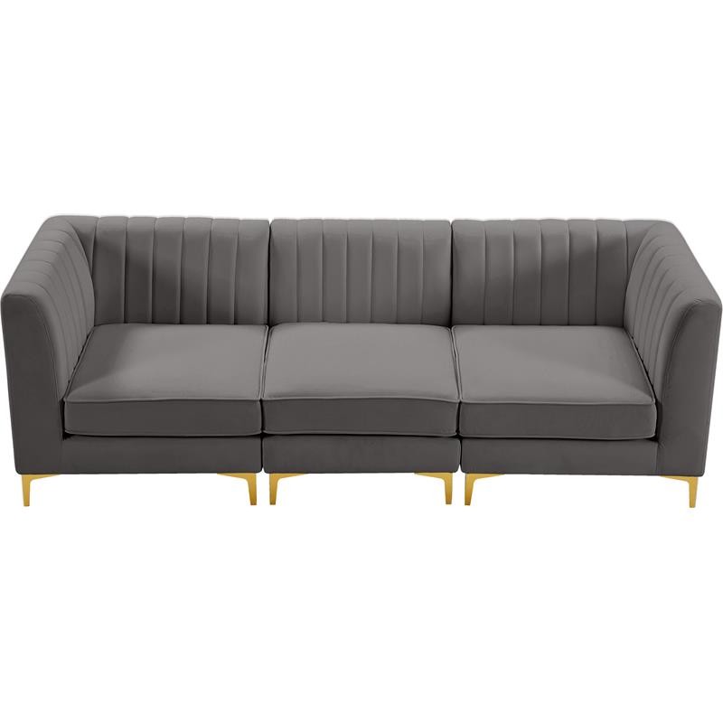 Meridian Furniture Alina Grey Velvet Modular Sofa