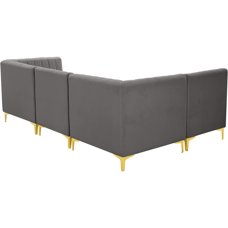 Meridian Furniture Alina Grey Velvet Modular Sectional