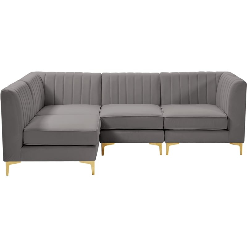 Meridian Furniture Alina Grey Velvet Modular Sectional