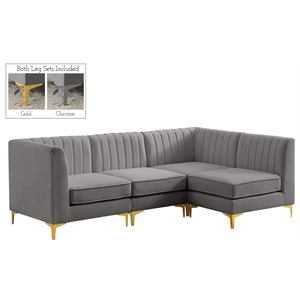 Meridian Furniture Alina Grey Velvet Modular Sectional