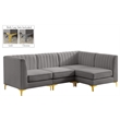 Meridian Furniture Alina Grey Velvet Modular Sectional