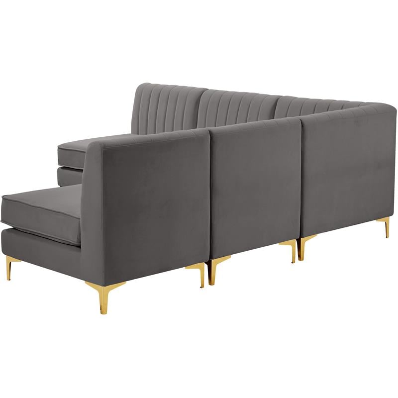 Meridian Furniture Alina Grey Velvet Modular Sectional