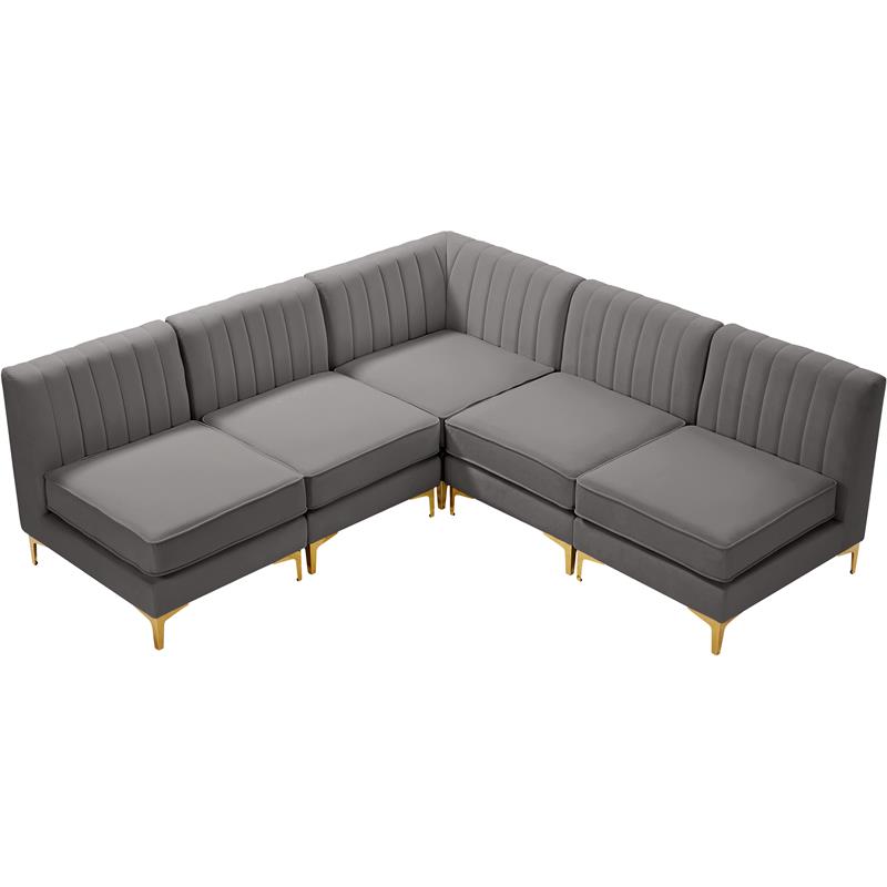 Meridian Furniture Alina Grey Velvet Modular Sectional