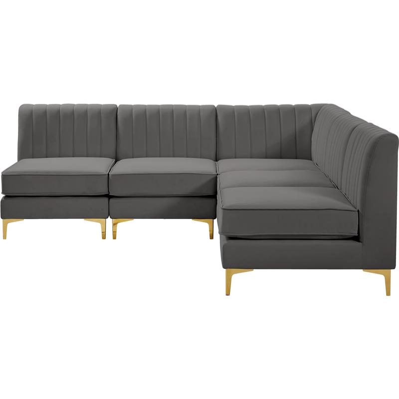 Meridian Furniture Alina Grey Velvet Modular Sectional