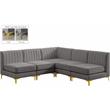 Meridian Furniture Alina Grey Velvet Modular Sectional
