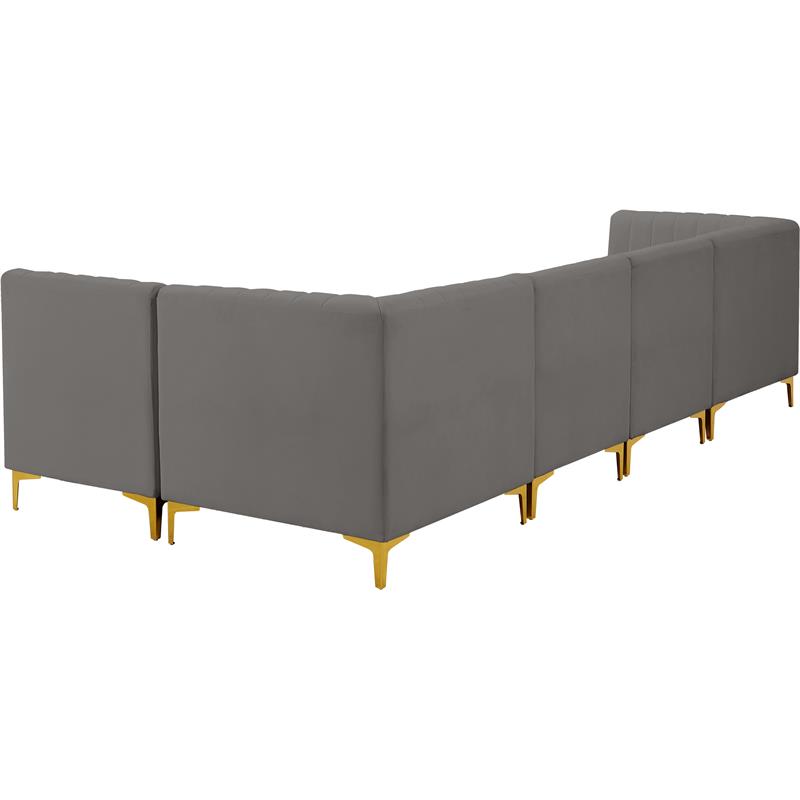 Meridian Furniture Alina Grey Velvet Modular Sectional