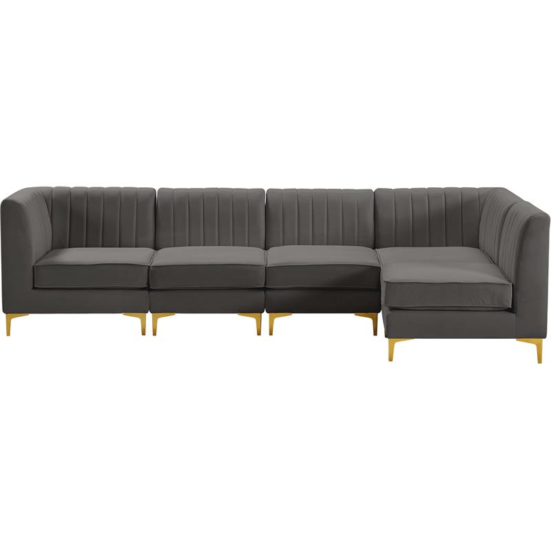 Meridian Furniture Alina Grey Velvet Modular Sectional
