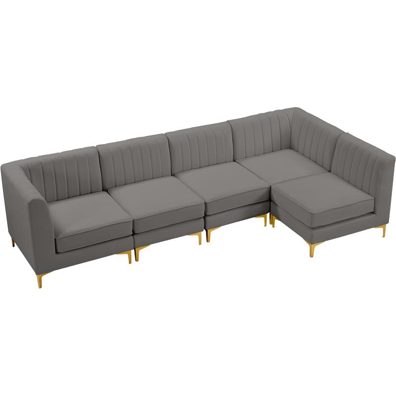 Meridian Furniture Alina Grey Velvet Modular Sectional