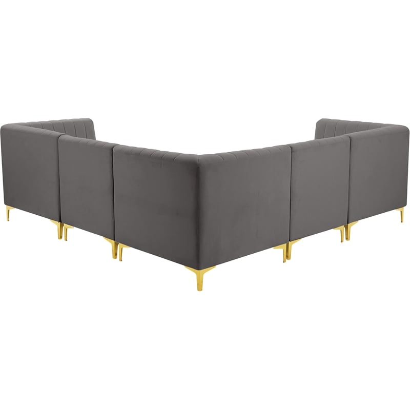 Meridian Furniture Alina Grey Velvet Modular Sectional