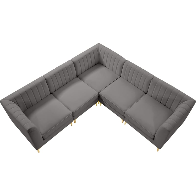 Meridian Furniture Alina Grey Velvet Modular Sectional