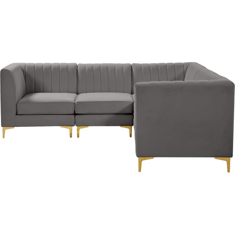 Meridian Furniture Alina Grey Velvet Modular Sectional
