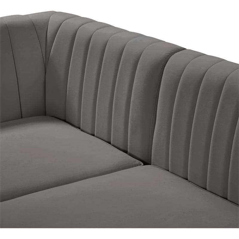 Meridian Furniture Alina Grey Velvet Modular Sectional