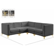 Meridian Furniture Alina Grey Velvet Modular Sectional