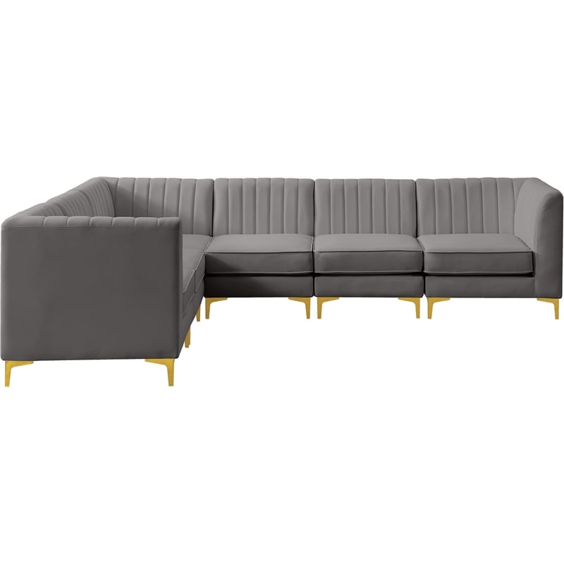 Meridian Furniture Alina Grey Velvet Modular Sectional