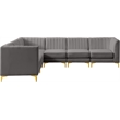 Meridian Furniture Alina Grey Velvet Modular Sectional